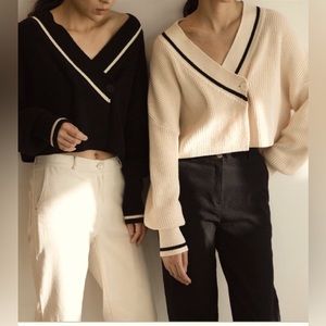 Oak+Fort Varsity Cardigan-Black